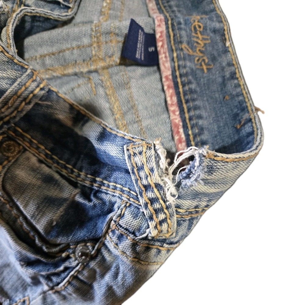 Y2K Amethyst Cutoff Denim Shorts Low Rise Distressed Light Wash Women's Size 5 - Picture 3 of 6